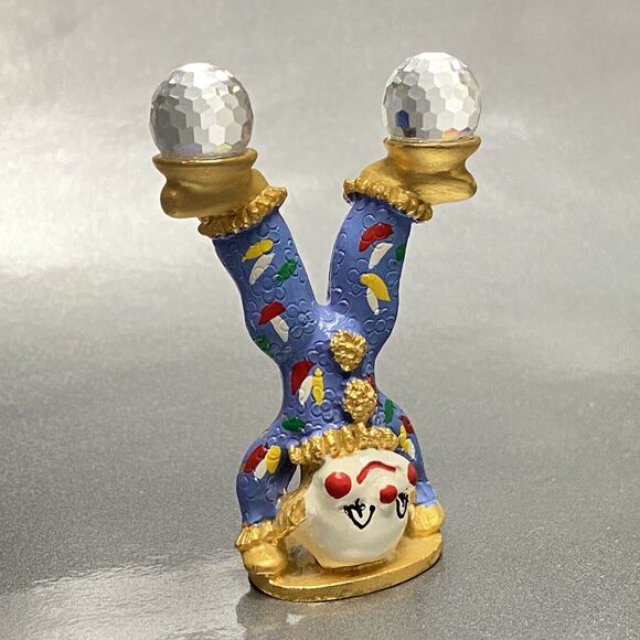Spoontiques Vintage Pewter Hand-Stand Clown Gold Plated Enamel Swarovski Crystal - Picture 3 of 7